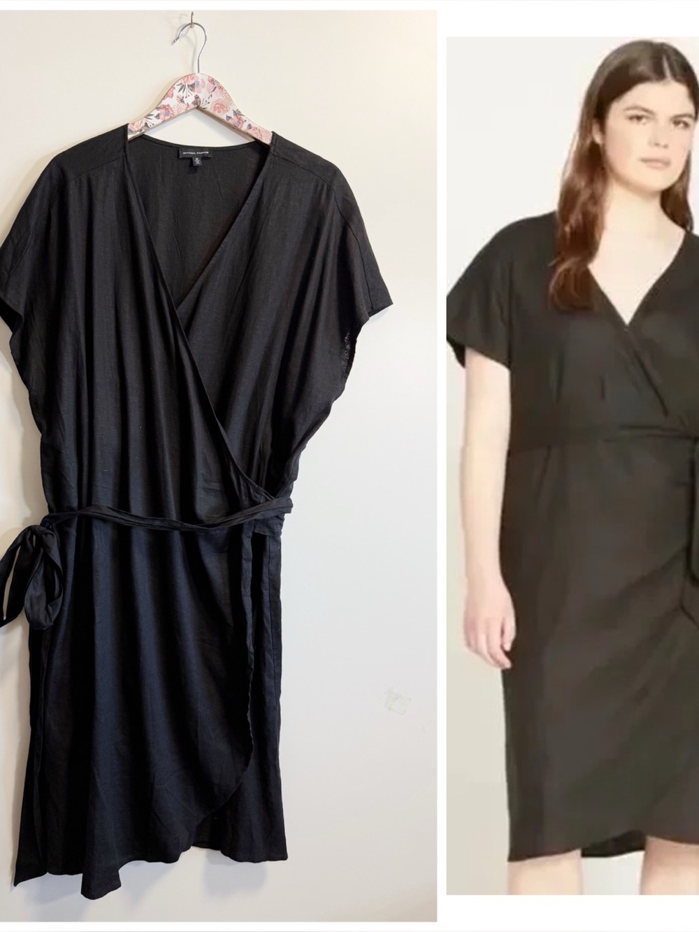 UNIVERSAL STANDARD Tracy Linen Wrap Dress M Medium Black 18 - 20 2X